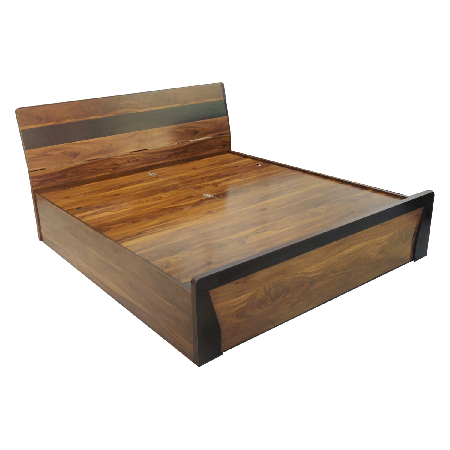 Amaltas Engineered Wood King size Bed with Box Storage and Leg Side Trolly