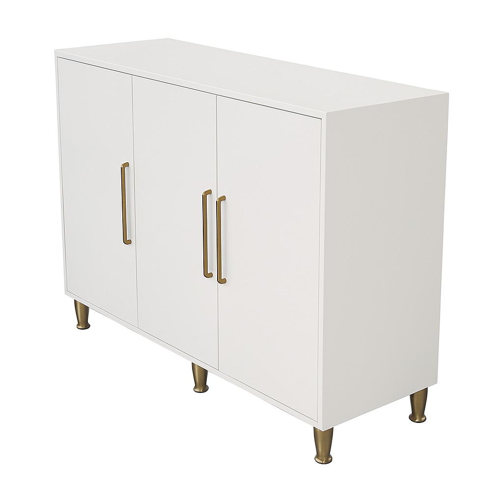Amaltas Glossy White Shoe Rack in Plywood & Mica Lamination