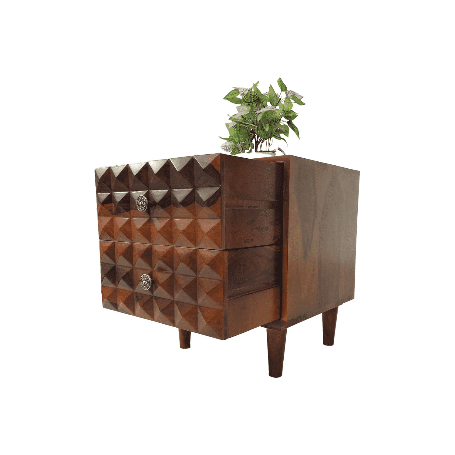 Amaltas Sheeham wood Diamond Bed Side Table