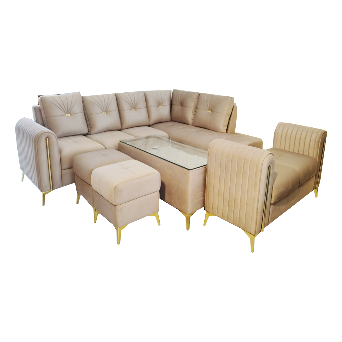 Amaltas Golden Pillar L shaped Sofa