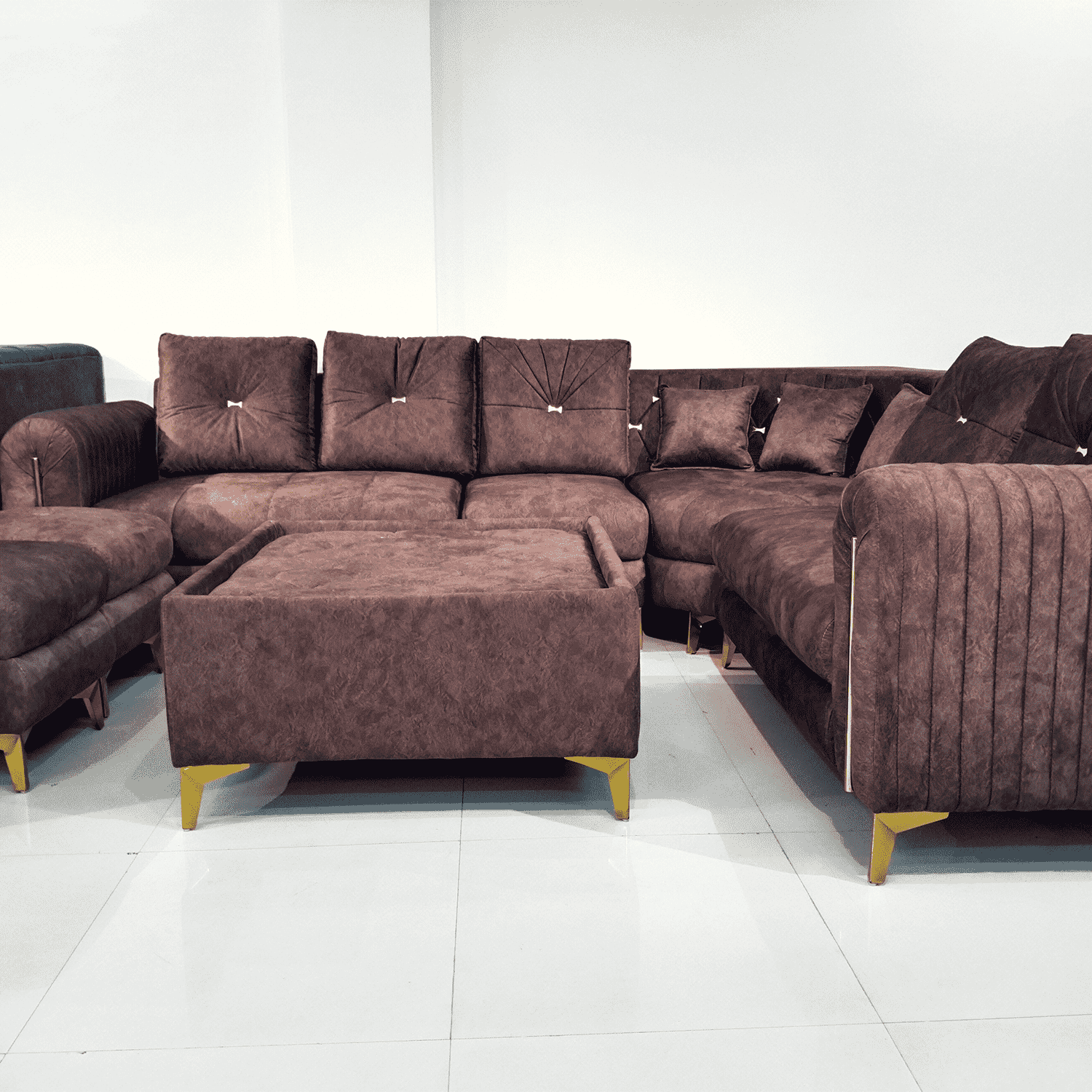 Amaltas Golden Rod Corner Sofa Set