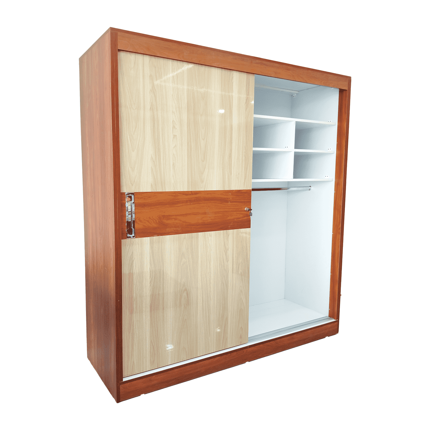 Amaltas High Gloss Laminated Sliding Wardrobe