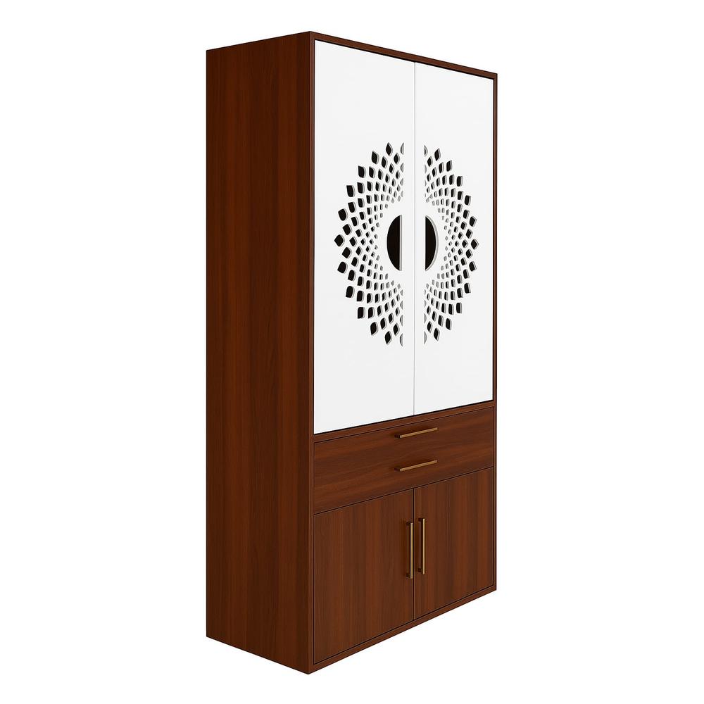 Amaltas Plywood & Mica Temple with CNC Jal, Lights & Slide in Doors