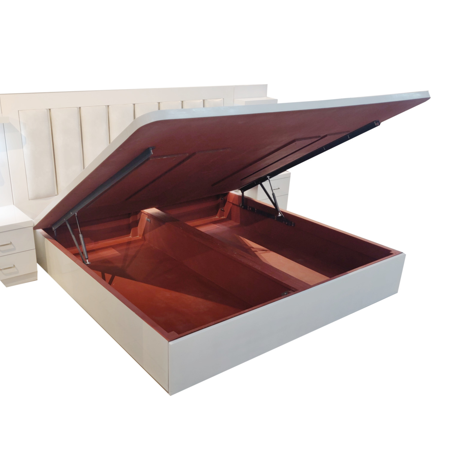 Amaltas White Bed with Platform and Fully Hydrolic Storage