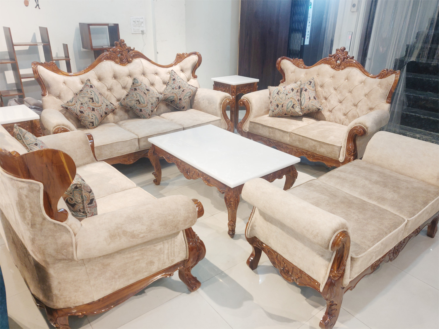 Amaltas Pure Sagwan Teak Hand Carved Sofa