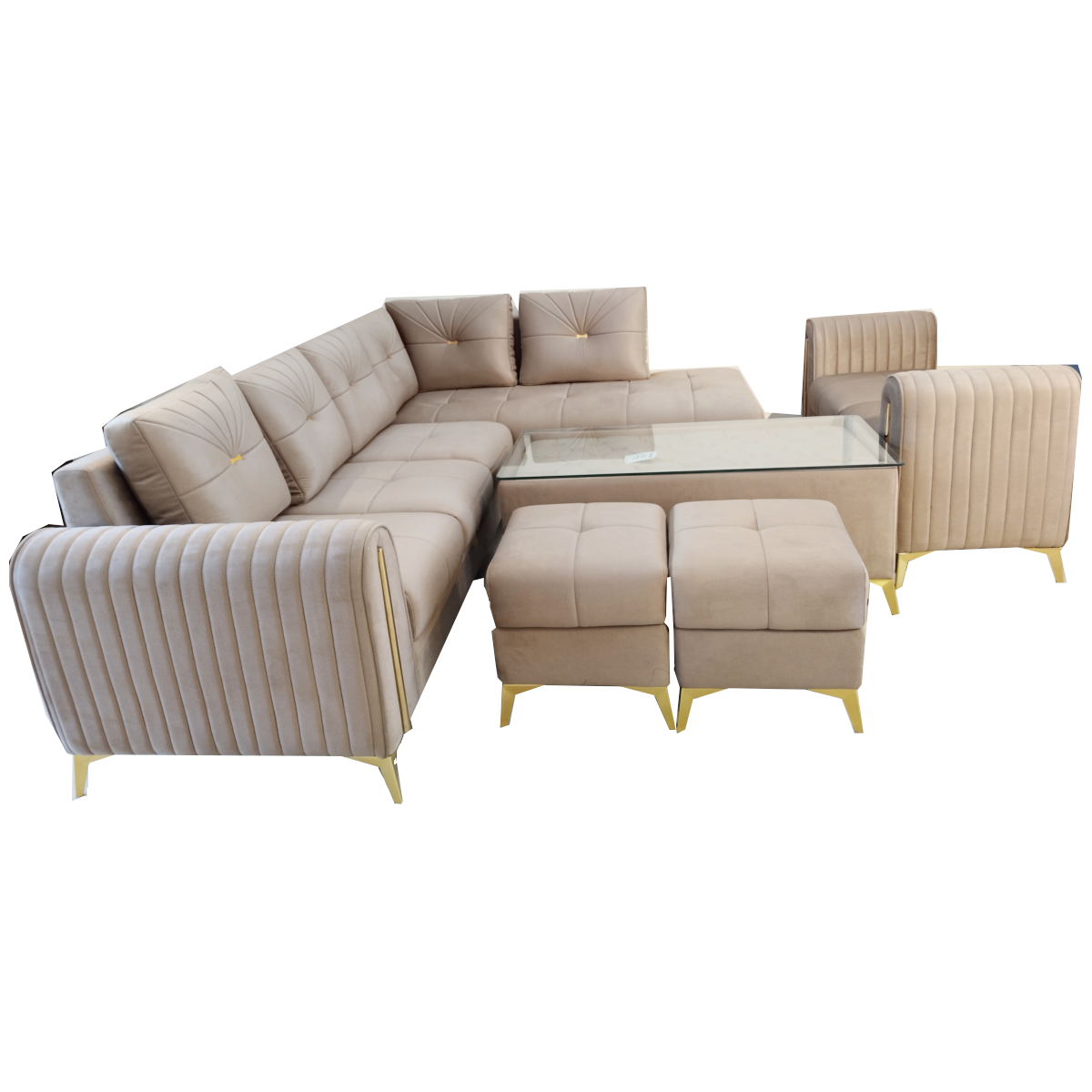 Amaltas Golden Pillar L shaped Sofa