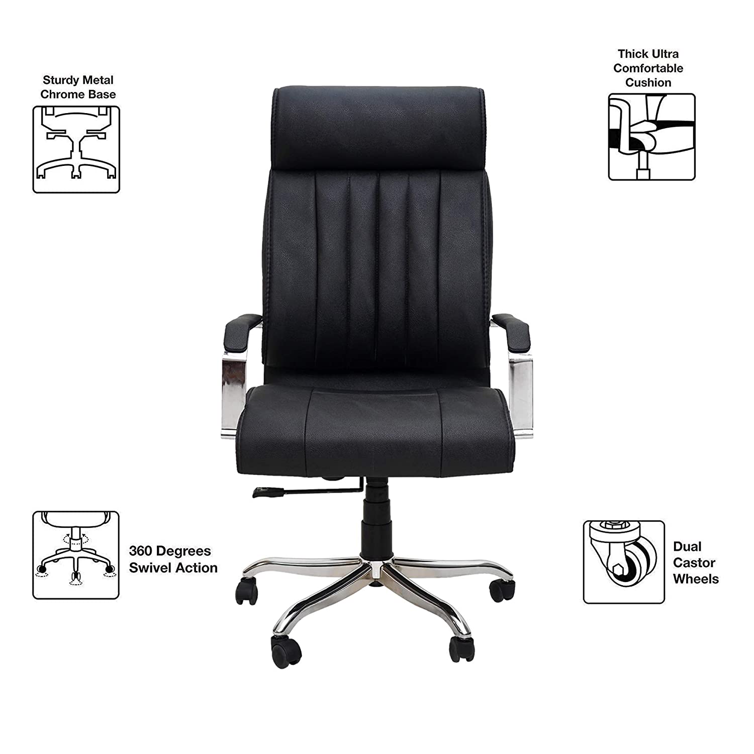 Amaltas chromium steel luxury office chair