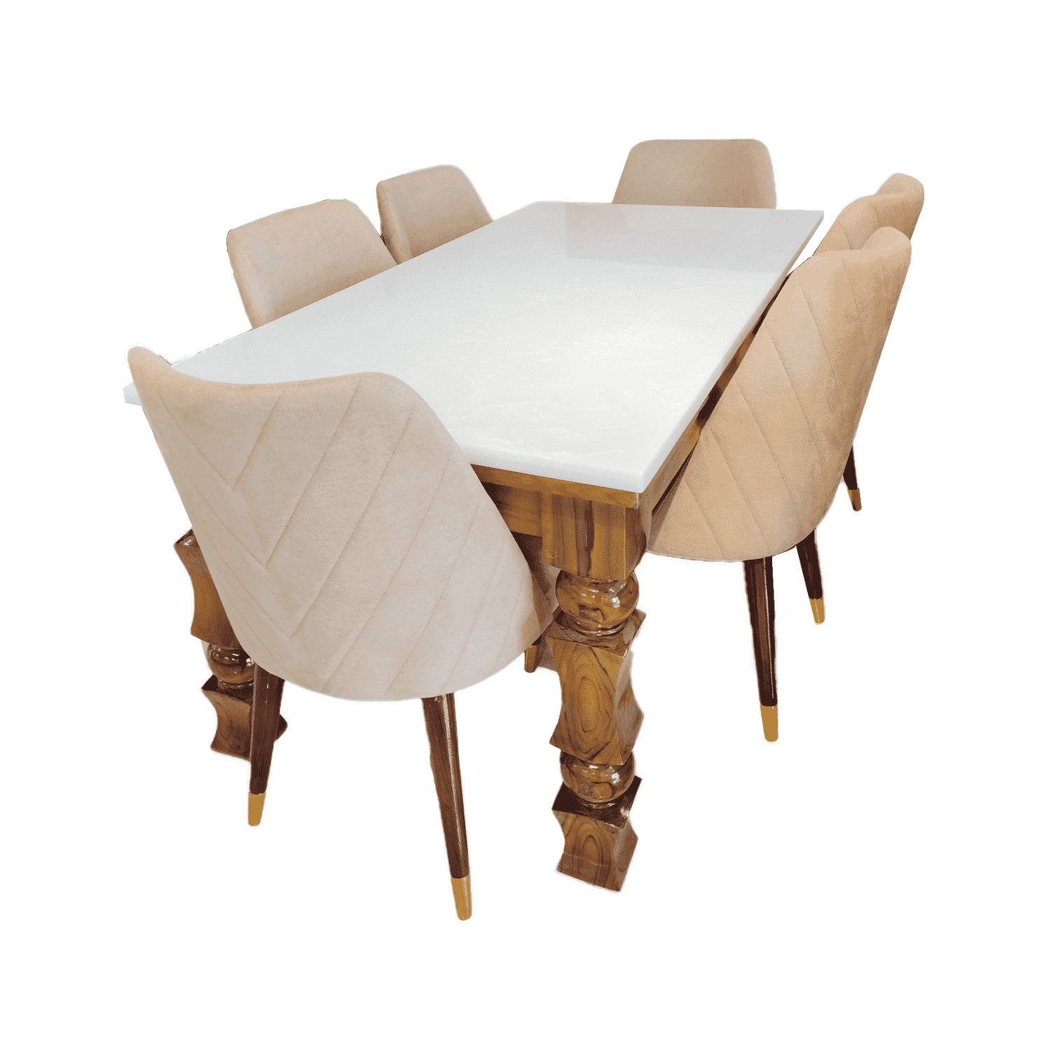 Amaltas Round Back Marble top Dining Set